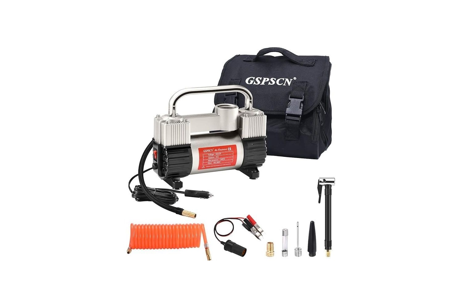 GSPSCN Heavy Duty Dual Cylinder 12V Air Compressor